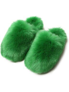 Cozy Faux Fur Fluffy Slippers for Women | Closed Toe Warm Winter House Slides